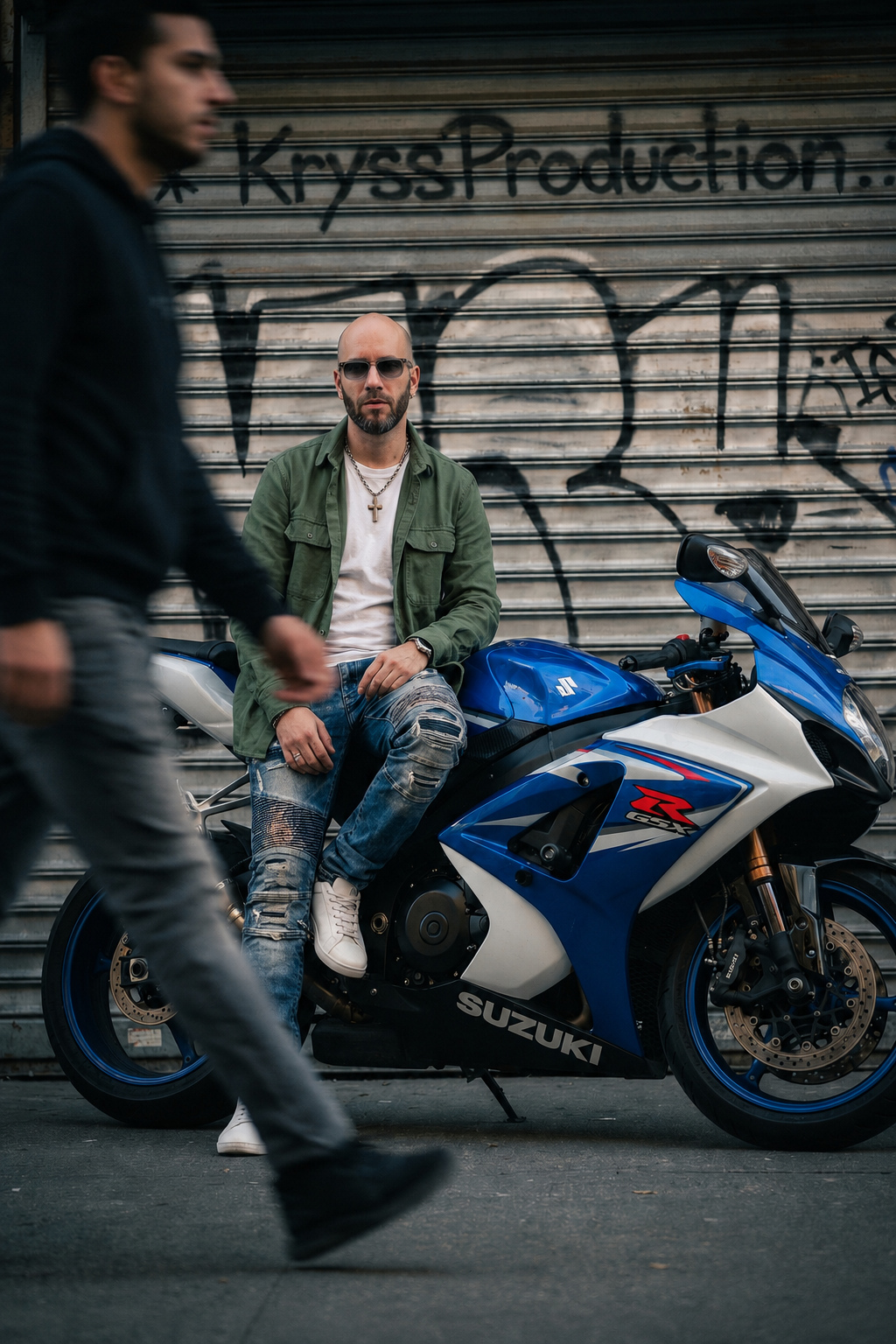 Portrait urbain moto